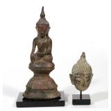 (2PC) THAI SCHOOL (19TH CENTURY) BRONZE SCULPTURES