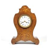 ROCOCO REVIVAL MARQUETRY INLAID ROSEWOOD MANTLE CLOCK
