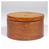 GEORGIAN STYLE INLAID WOOD OVAL TEA CADDY
