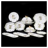 (17PC) HEREND ROTHSCHILD BIRD PORCELAIN SERVICE PIECES AND PLATES