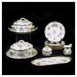 (15PC) HEREND QUEEN VICTORIA FLOWER PORCELAIN PARTIAL DINNER SERVICE