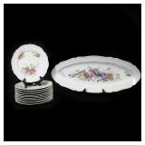 (13PC) HAVILAND LIMOGES CALANQUE PATTERN PORCELAIN FISH SERVICE