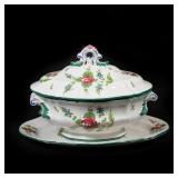 (2PC) HENRI BENDEL ITALIAN CERAMIC FLORAL TUREEN AND PLATTER