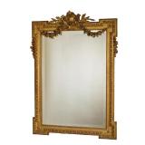 FRENCH LOUIS XVI STYLE GILTWOOD CRESTED MIRROR
