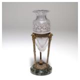 19TH CENTURY FRENCH EMPIRE STYLE CUT CRYSTAL AND CHASED BRASS VASE