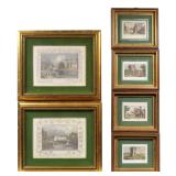 (6PC) GROUP OF FRAMED HAND COLORED ENGRAVINGS