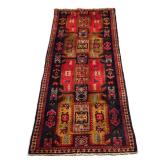 CAUCASIAN STYLE HAND-KNOTTED WOOL RUNNER WITH GEOMETRIC MOTIFS