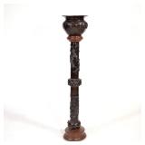 JAPANESE MEIJI PERIOD PATINATED BOWL ON CONFORMING STAND