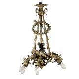 FRENCH LOUIS XVI STYLE GILT AND PATINATED BRONZE SIX-LIGHT CHANDELIER