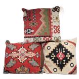 (3PC) KILIM / FLATWEAVE FRAGMENT PILLOWS