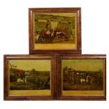 (3PC) THOMAS SUTHERLAND (BRITISH, 1785-1837) REVERSE TRANSFER SCENES ON GLASS
