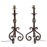 PAIR OF FRENCH STYLE WROUGHT IRON TABLE LAMPS