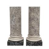 PAIR OF FAUX MARBLE COMPOSITION PEDESTALS