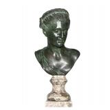 EUROPEAN SCHOOL (19TH CENTURY) BRONZE BUST | Classical Female Bust Patinated bronze on a marble base