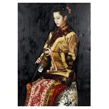 HUANG CHONGYUAN (CHINESE, B. 1945) OIL PAINTING | Playing Flute Oil on Canvas h. 29.75 x w. 20.25 in