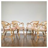 (4pc) SET OF FOUR TK COLLECTIONS FRENCH RATTAN BISTRO CHAIRS | This set of four armchairs features n