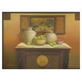 STUART WALKER (AMERICAN, 20TH CENTURY) MONUMENTAL 5ft x 8ft OIL PAINTING | Untitled Still Life with 