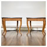 PAIR OF NEOCLASSICAL STYLE REEDED WOOD END TABLES | This pair of end tables features a rectangular t