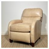 HANCOCK & MOORE LEATHER RECLINER | This Hancock & Moore recliner is upholstered in tan natural leath
