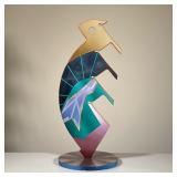 ENAMELED METAL SCULPTURE (20th CENTURY) | Abstract Bird Enameled Metal h. 25.25 in. Signed near the 