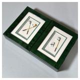 GOLF THEMED WOOD SHADOW BOX TRINKET BOX | Wooden trinket box featuring a green burl-patterned finish