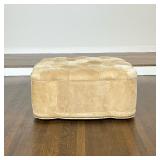 TUFTED UPHOLSTERED OTTOMAN WITH NAILHEAD TRIM | Square upholstered ottoman featuring deep diamond tu