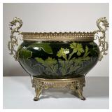 KELLER & GUÉRIN LUNÉVILLE ART NOUVEAU MOUNTED CERAMIC JARDINIERE | An Art Nouveau ceramic jardiniere