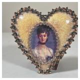 JAY STRONGWATER ENAMELED AND JEWELED HEART SHAPED PICTURE FRAME | This heart-shaped bronze-tone meta
