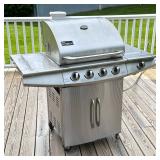 THE SOURCE STAINLESS STEEL 4-BURNER GAS GRILL WITH SIDE BURNER | Stainless steel gas grill featuring