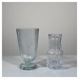 (2pc) WATERWORKS LEAD CRYSTAL BEDSIDE CARAFE AND GLASS VASE | A clear lead crystal bedside carafe se