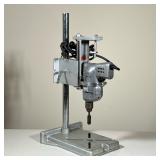 BASIC "C" COMPANY VINTAGE PORTABLE DRILL PRESS STAND AND ELECTRIC HAND DRILL | This vintage benchtop