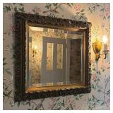 CONTINENTAL STYLE GILTWOOD BEVELED WALL MIRROR
