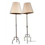 PAIR OF GILT WROUGHT IRON FLOOR LAMPS
