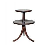 REGENCY STYLE TWO-TIER MAHOGANY SIDE TABLE WITH LEATHER INSET