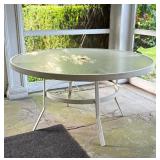 CONTEMPORARY ROUND PATIO TABLE WITH GLASS TOP
