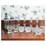 (13pc) ASSORTED SCANDINAVIAN AND CONTEMPORARY GLASS BARWARE AND CANDLEHOLDERS