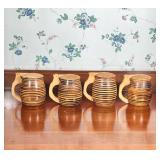 (4pc) SET OF FOUR MID-CENTURY TURNED WOODEN LIDDED MUGS