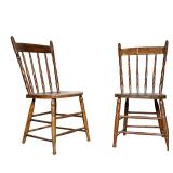 PAIR OF AMERICAN SPINDLE BACK WOOD SIDE CHAIRS