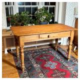 COUNTRY PINE FARMHOUSE TABLE WITH SINGLE DRAWER AND TURNED LEGS