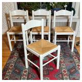 (4pc) SET OF FOUR ITALIAN STYLE WHITE PAINTED SIDE CHAIRS WITH RUSH SEATS