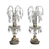 (2pc) PAIR OF CRYSTAL WATERFALL PRISM TABLE LAMPS