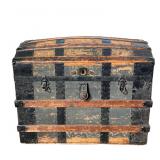 AMERICAN DOME TOP STEAMER TRUNK WITH STENCILED INITIALS