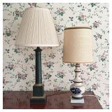 TWO NEOCLASSICAL STYLE AND DELFT STYLE TABLE LAMPS