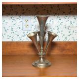 FOUR-TRUMPET SILVER-PLATED EPERGNE BUD VASE