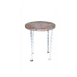 WROUGHT IRON AND MARBLE TOP SIDE TABLE