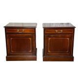 PAIR OF ENGLISH STYLE INLAID MAHOGANY BEDSIDE CABINETS