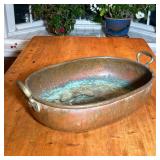 OVAL COPPER WASH BASIN WITH RIVETED BRASS HANDLES