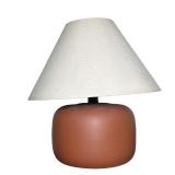 TERRACOTTA POTTERY TABLE LAMP WITH TEXTURED SHADE