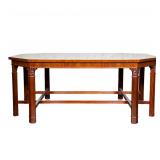 MAHOGANY INLAID OCTAGONAL COFFEE TABLE WITH CARVED LEGS