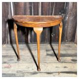 QUEEN ANNE STYLE DEMILUNE WOOD CONSOLE TABLE